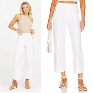 SPANX Stretch Twill Cropped Wide Leg Pants Size M Petite White